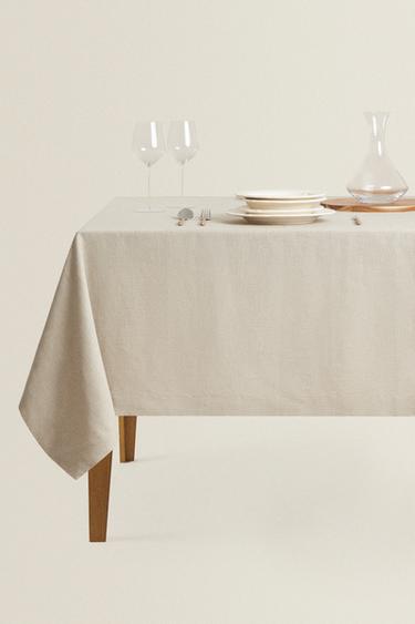 PLAIN-COLOURED LINEN TABLECLOTH - Light beige by Zara - Image 5