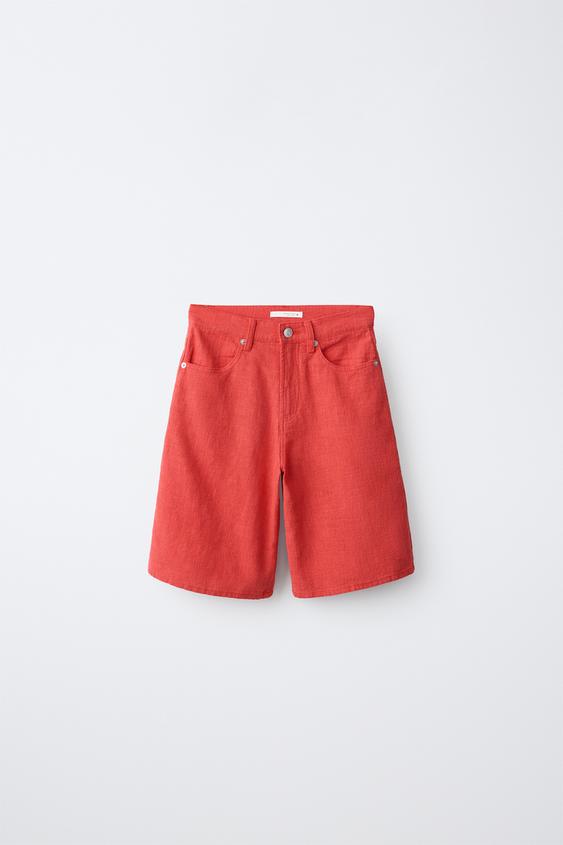 FLOWING LONG BERMUDA SHORTS - Red by Zara - Image 0