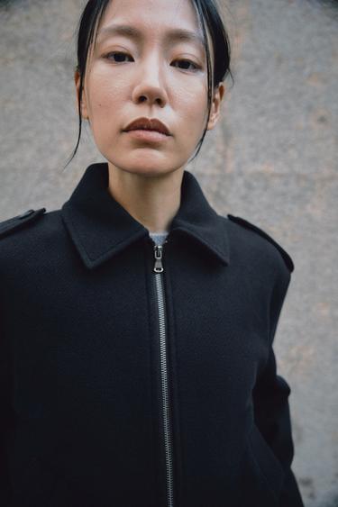 ZW COLLECTION ウールジャケットネイビーブルーZaraのZW COLLECTION ウールジャケット - ネイビーブルー 