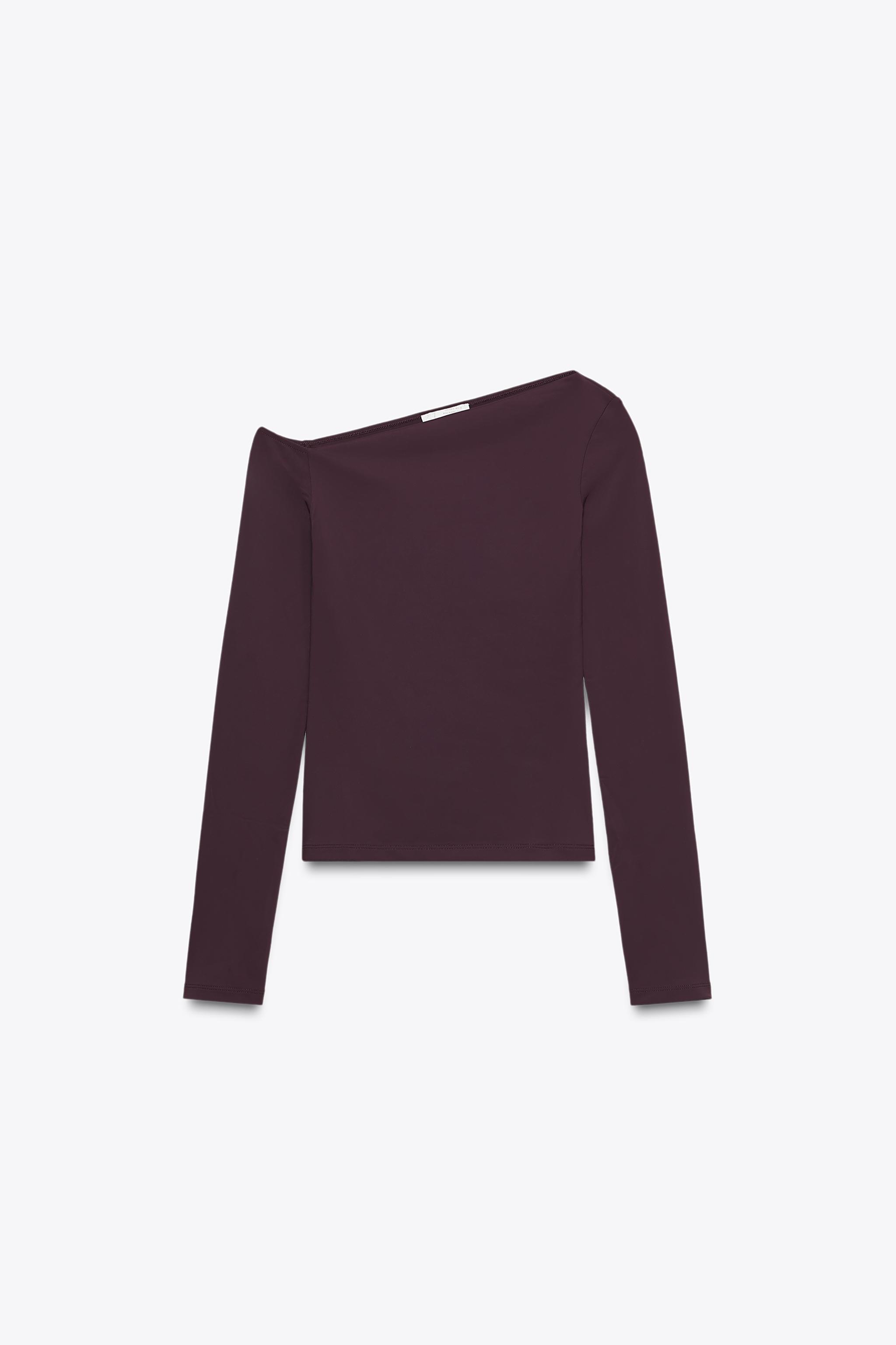 ASYMMETRIC POLYAMIDE T-SHIRT - Navy blue | ZARA Canada