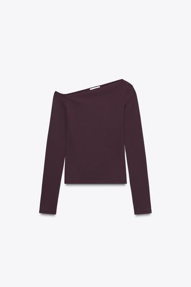 CAMISETA POLIAMIDA ASIMÉTRICA - Vino de Zara - Imagen 0