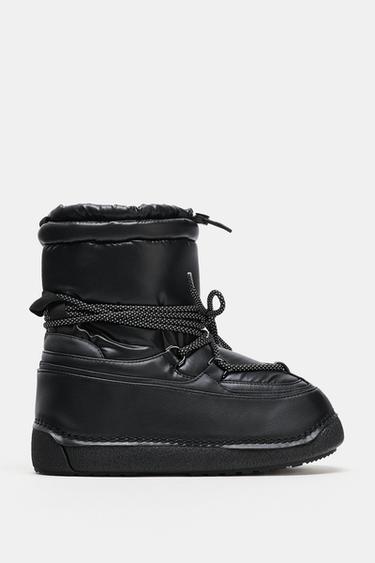 LAMINATED QUILTED ANKLE BOOTS - SKI COLLECTION - Black by Zara