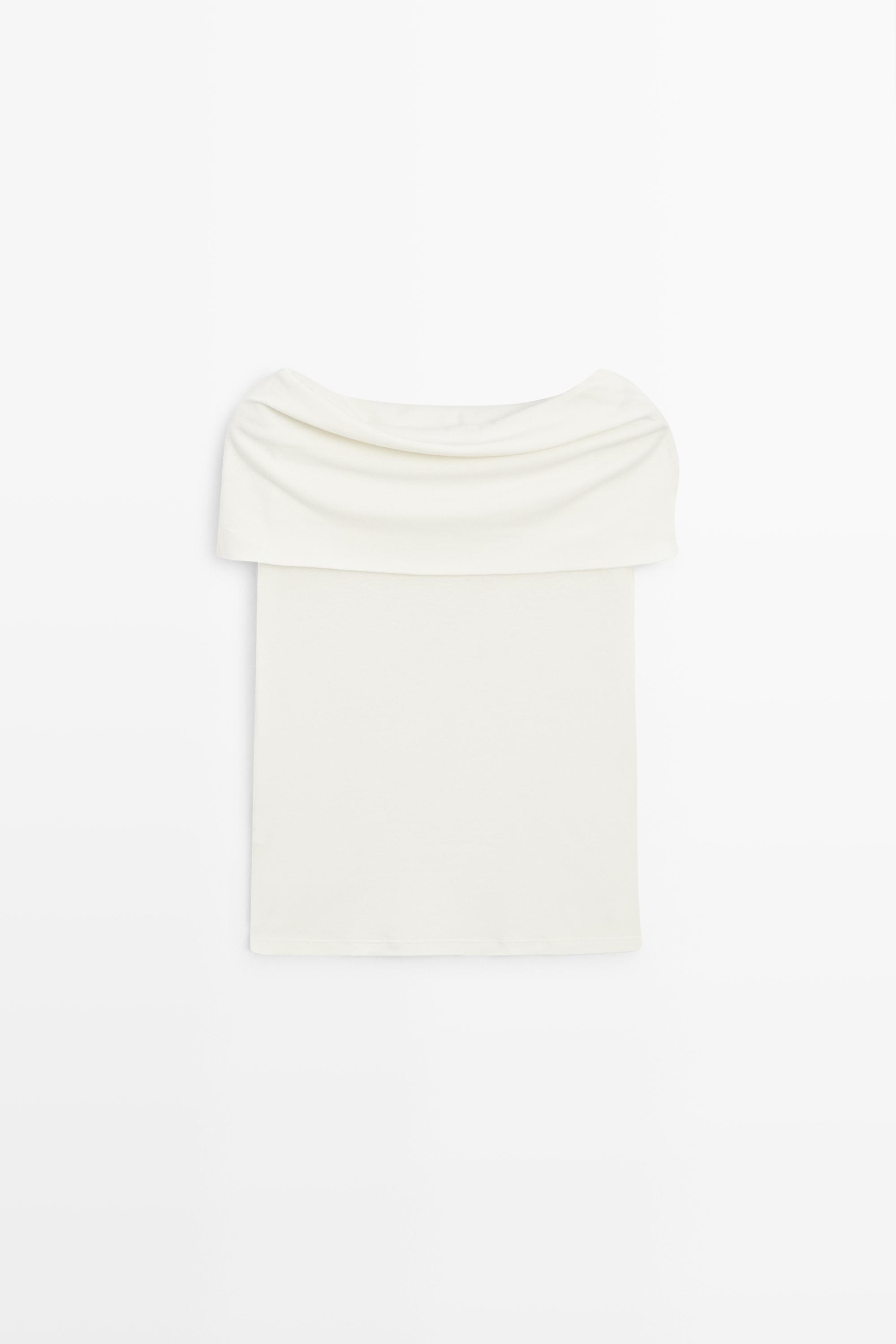 Cotton off-the-shoulder top — Oyster-white