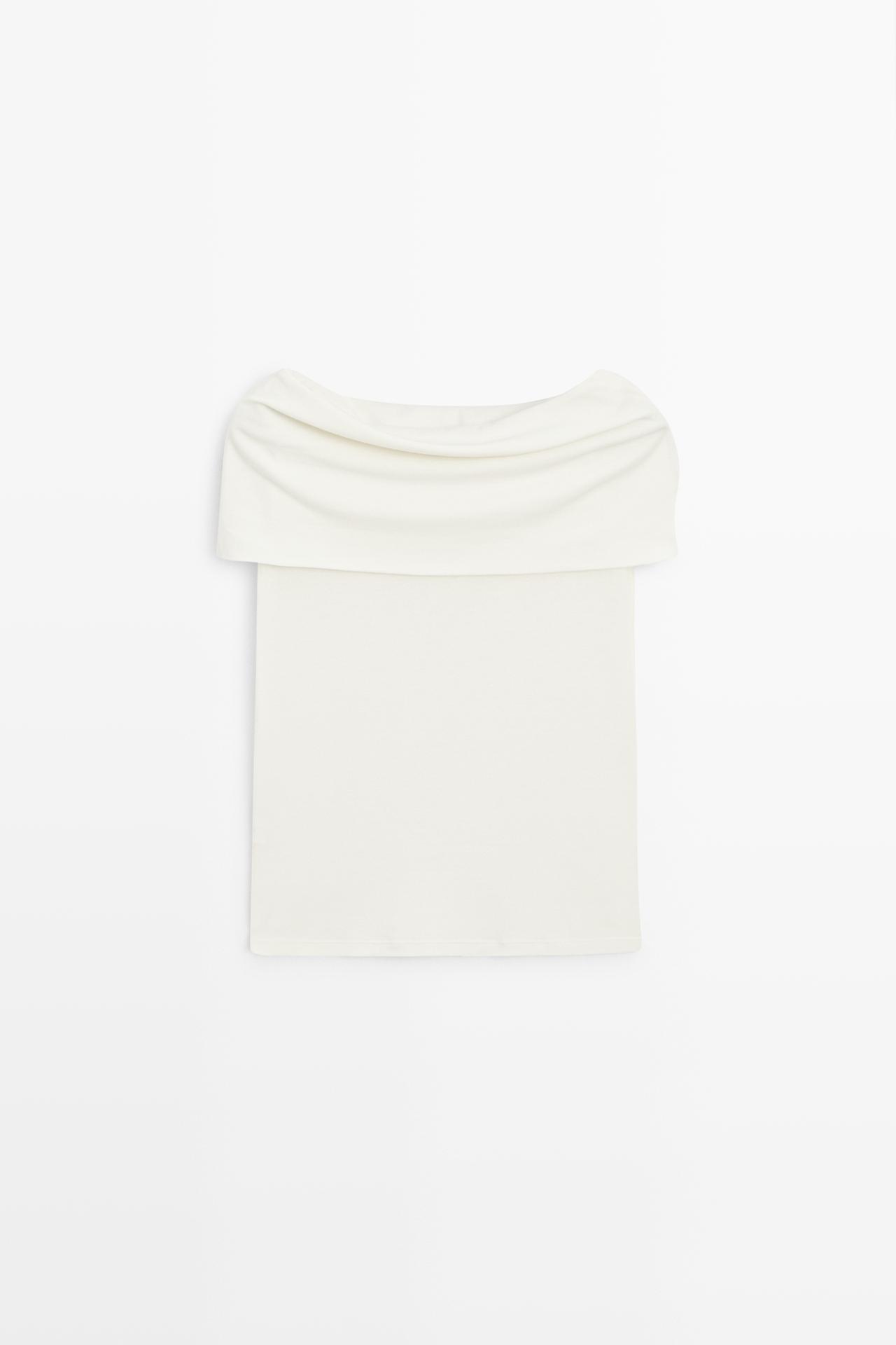 Cotton off-the-shoulder top — Oyster-white