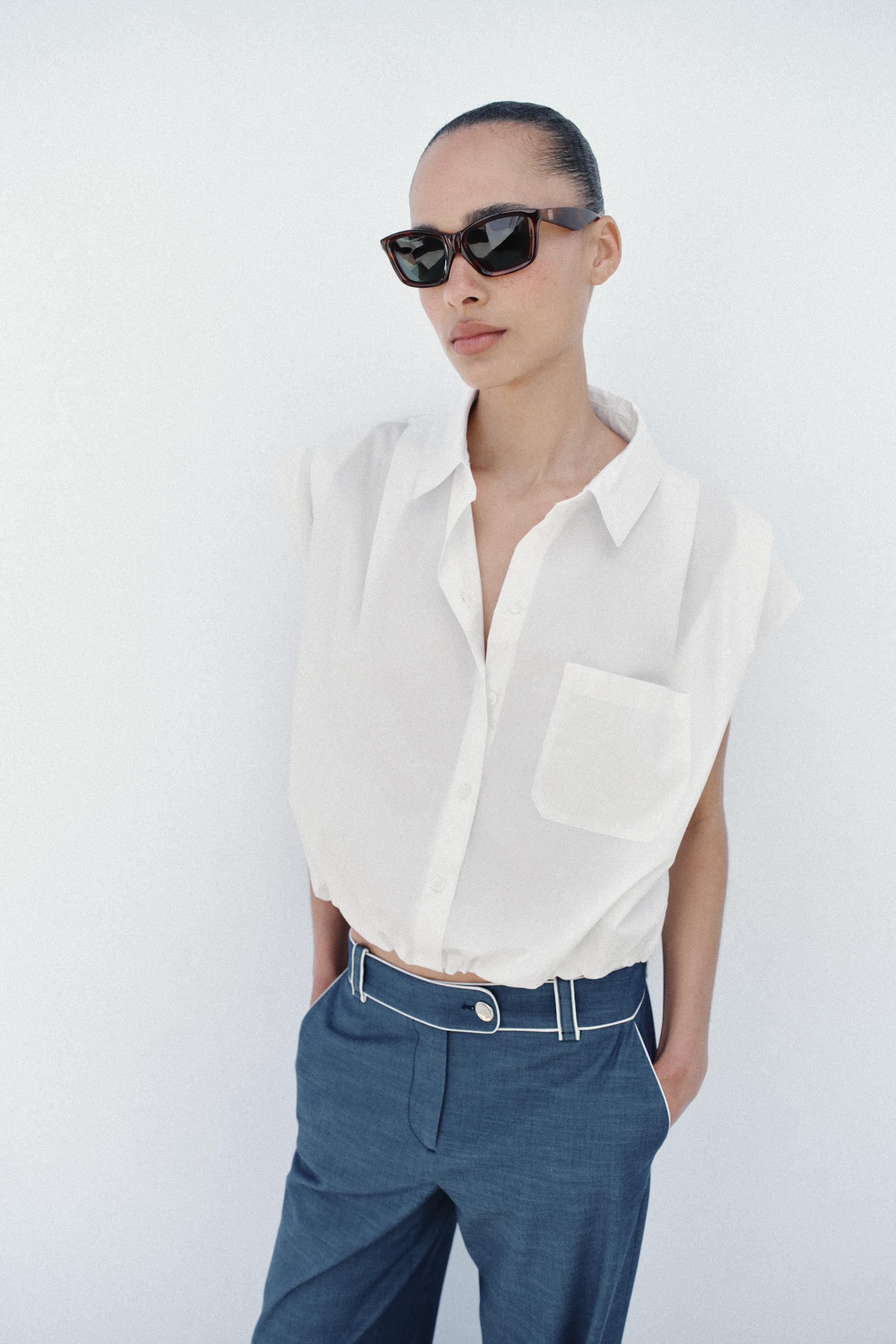 CONTRASTING PIPING WIDE LEG PANTS