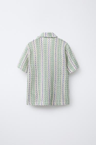 CHEMISE STRUCTURÉE À VAGUES - Vert / Écru de Zara - Image 1