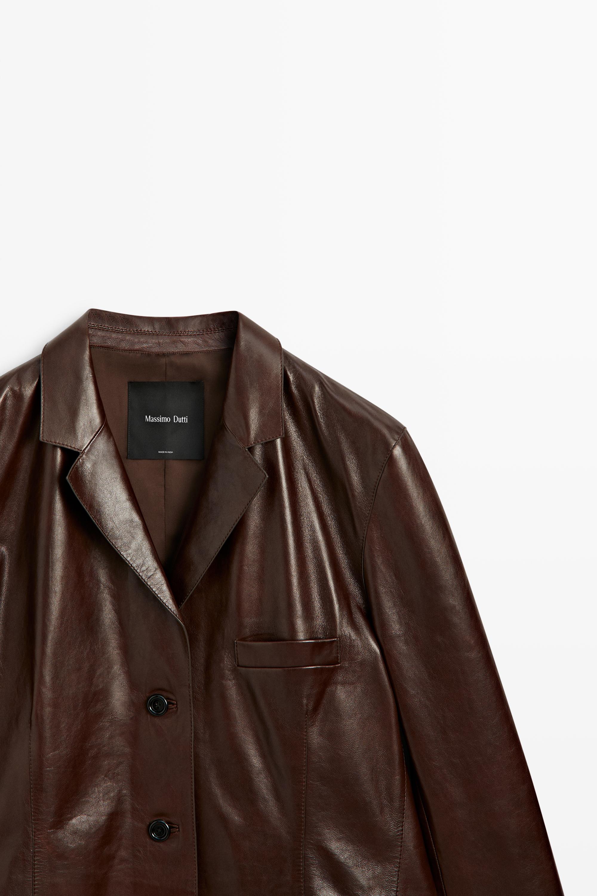 Nappa leather blazer with pocket detail