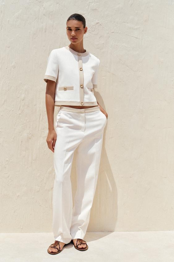STRAIGHT LEG PANTS WITH COMBINATION WAIST