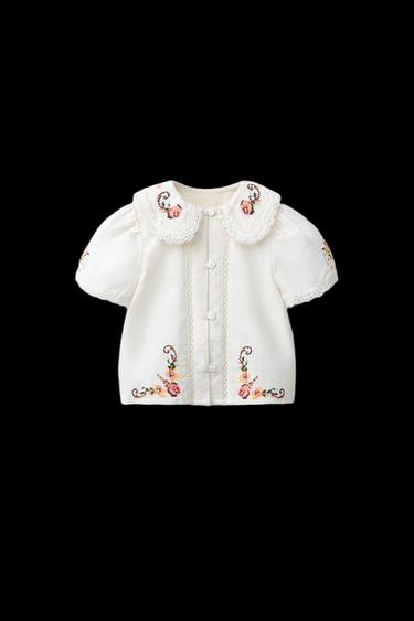 CAMISA BORDADOS - Crudo de Zara