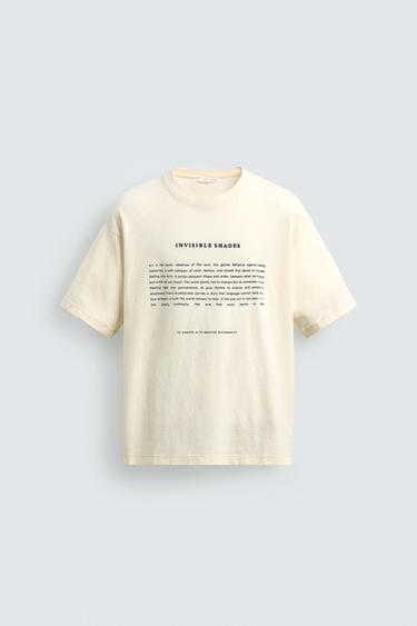 SLOGAN PRINT T-SHIRT - Oyster-white by Zara