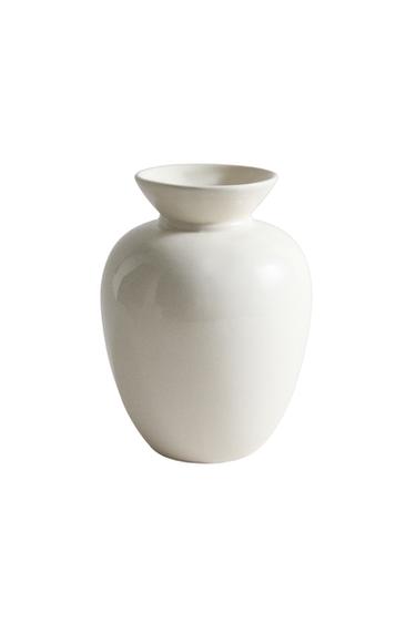 DECORATIVE CREAM CERAMIC VASE - Cream by Zara