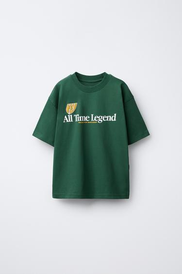 Zara FOOTBALL PRINT T-SHIRT - GREEN