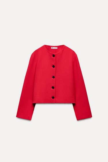 CROPPED BUTTONED BLAZER - Light red by Zara - Image 0