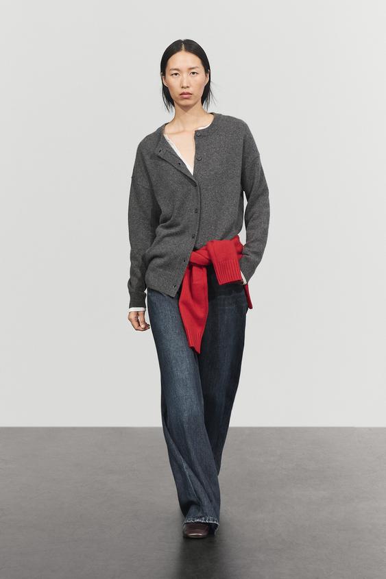Zara 100% cashmere oversize knit cardigan - Anthracite grey - Image 0