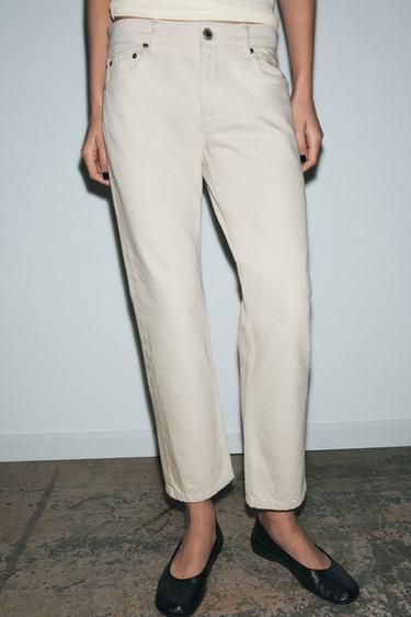 JEANS ZW COLLECTION CIGARRETE MITTELHOHER BUND - Cremefarben von Zara