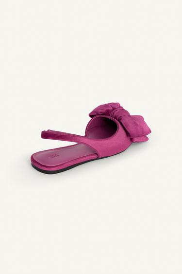 MULES PLATES OUVERTES À L'ARRIÈRE GROS NŒUD ÉDITION LIMITÉE - Rose de Zara - Image 6