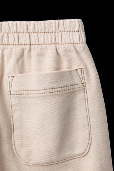 TOPSTITCHED ELASTICATED BAGGY TROUSERS - Ecru by Zara