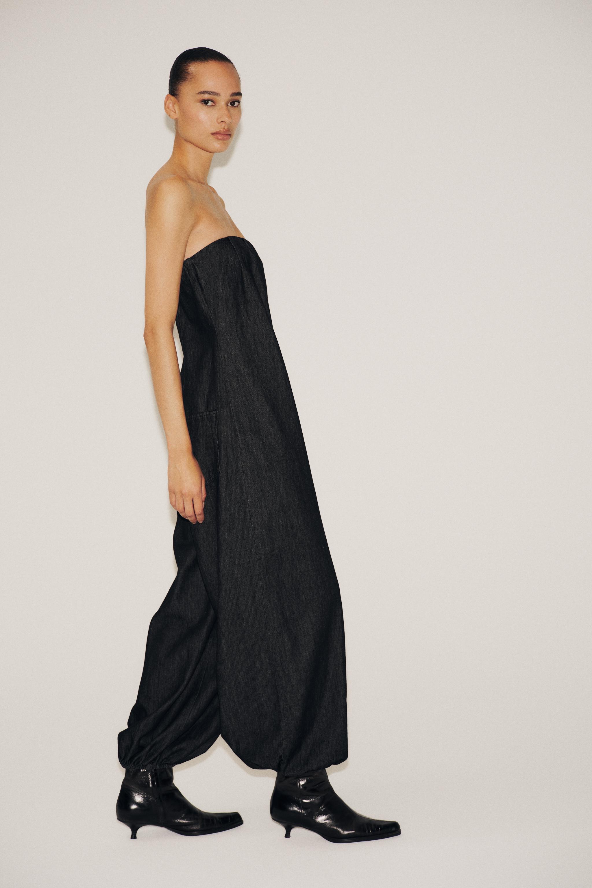 STRAPLESS DENIM JUMPSUIT TRF