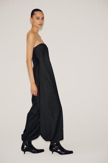 TRF DENIM BANDEAU JUMPSUIT - Black by Zara - Image 2