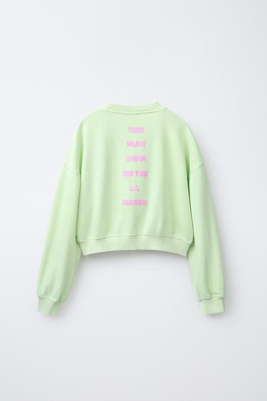 SLOGAN SWEATSHIRT AND BERMUDA SHORTS SET - Green by Zara - Image 2
