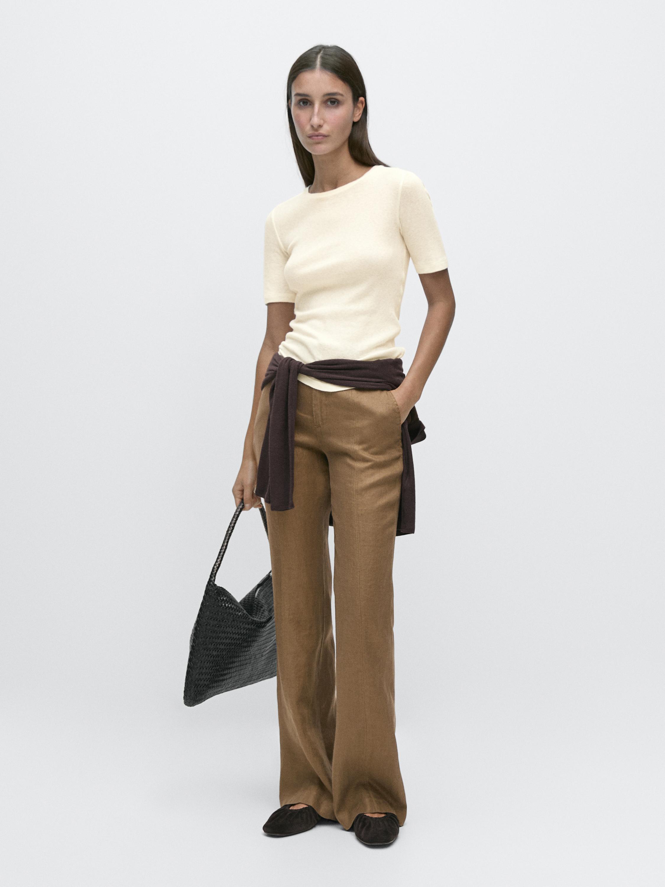 100% linen kick flare fit pants