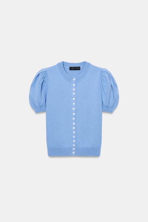 SHORT PUFF SLEEVE CARDIGAN