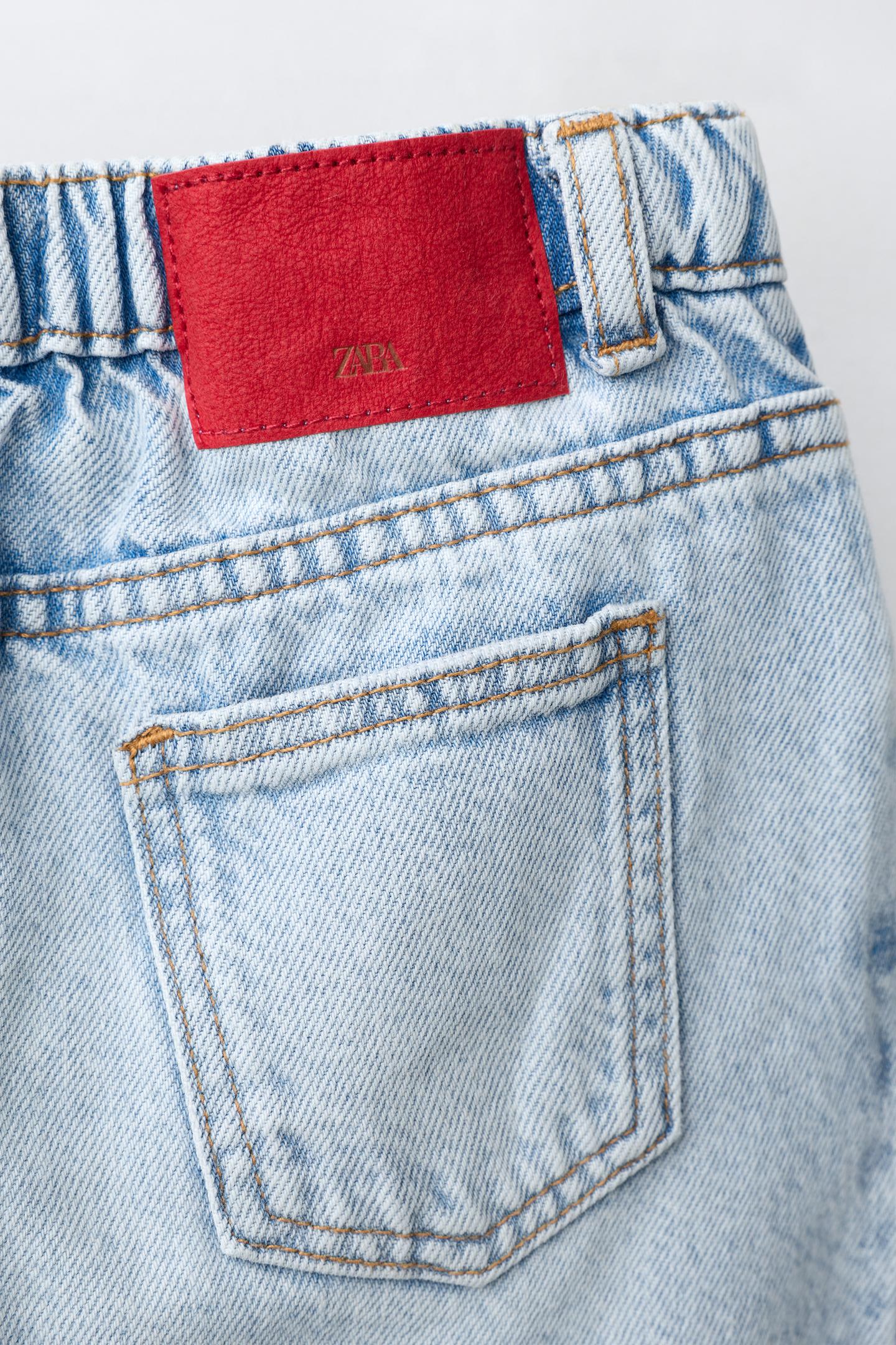 Детские джинсы Zara Distressed Barrel, цвет: Светлый синий — фото 4