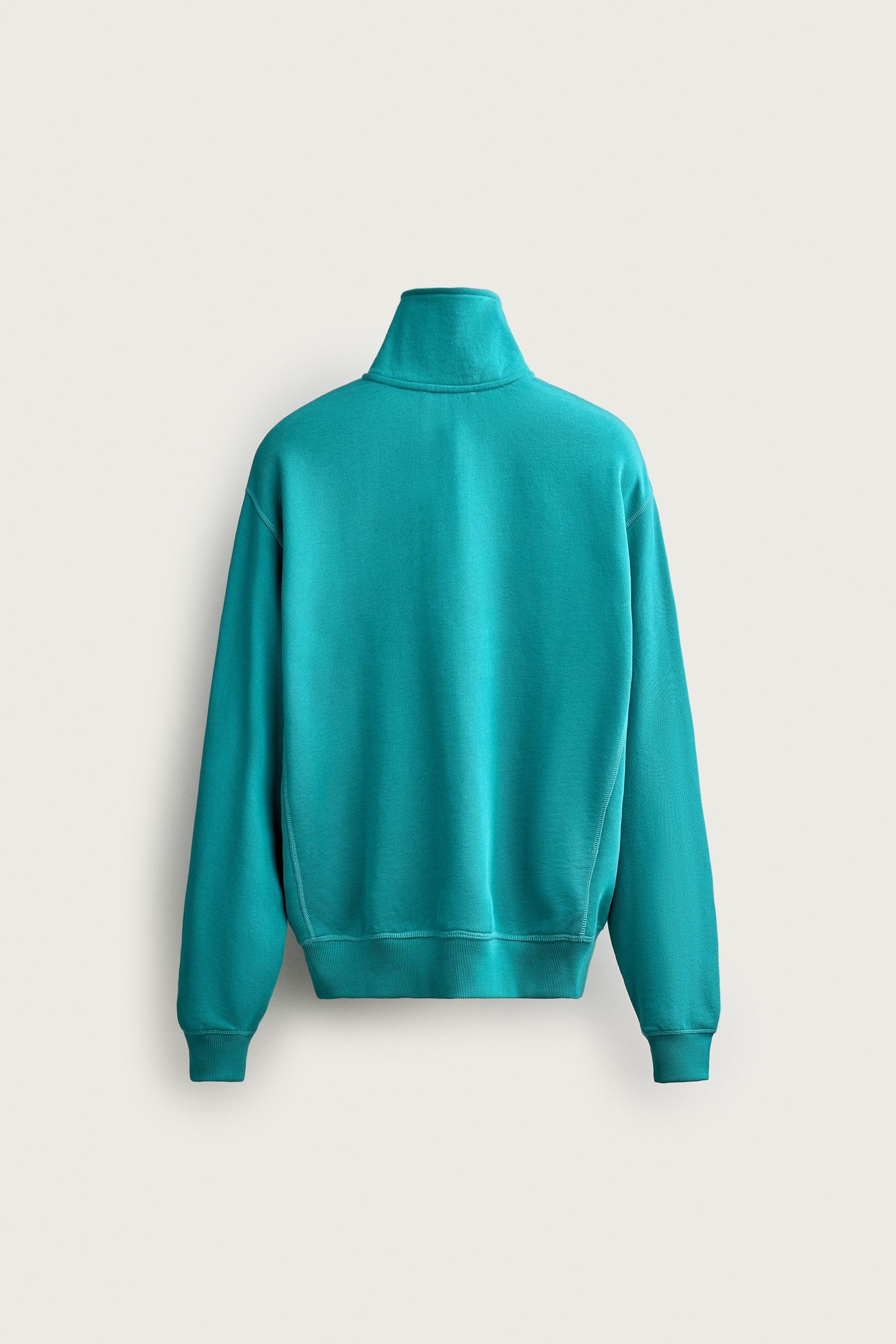 Zara KONTRAST FERMUARLI YAKA SWEATSHIRT görsel 8