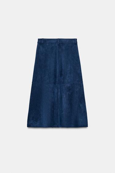 FAUX SUEDE CAPE SKIRT - Mid-blue by Zara - Image 3