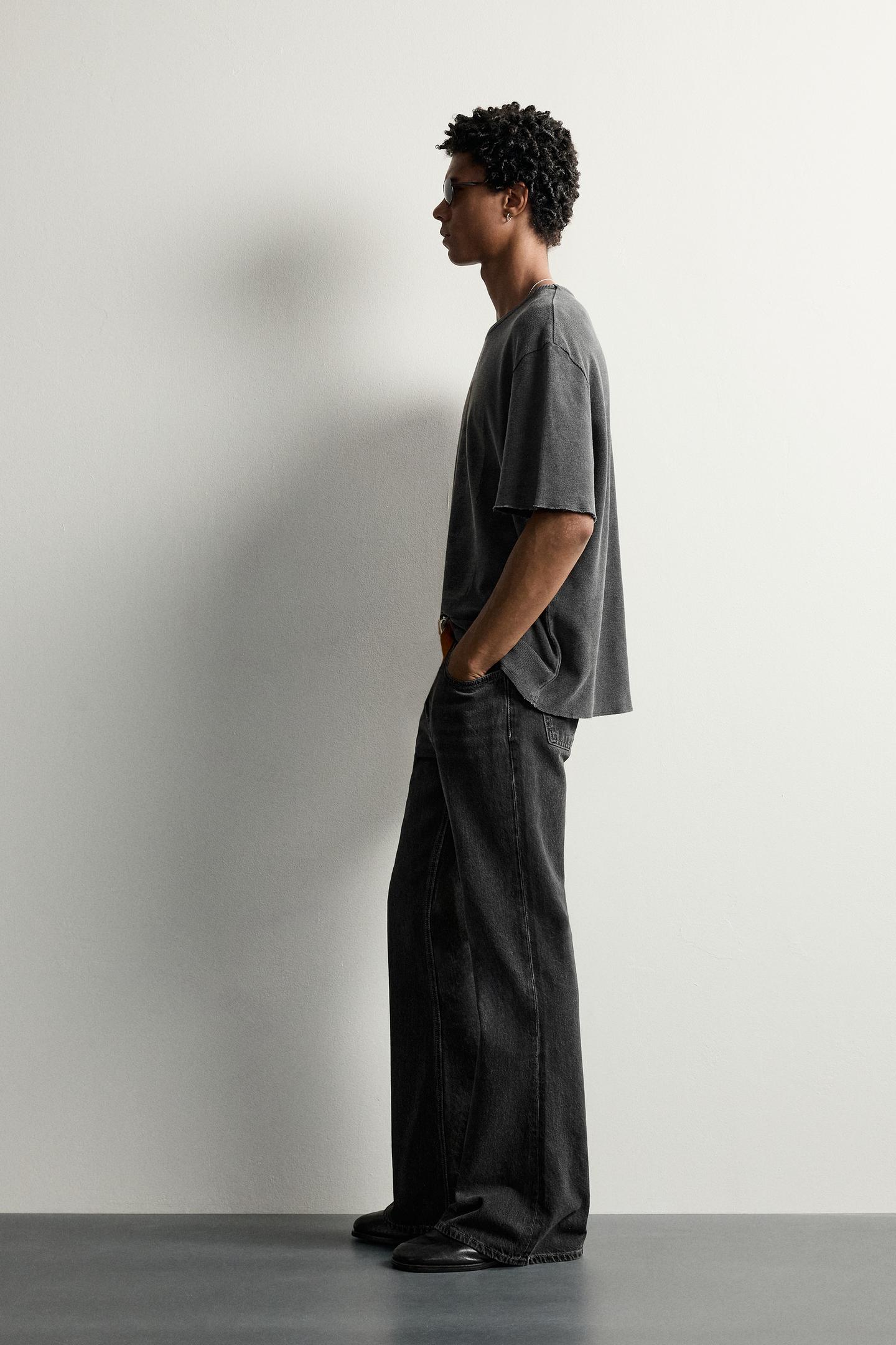 Мужская футболка Zara Washed Printed Knit, цвет: Чёрный — фото 4