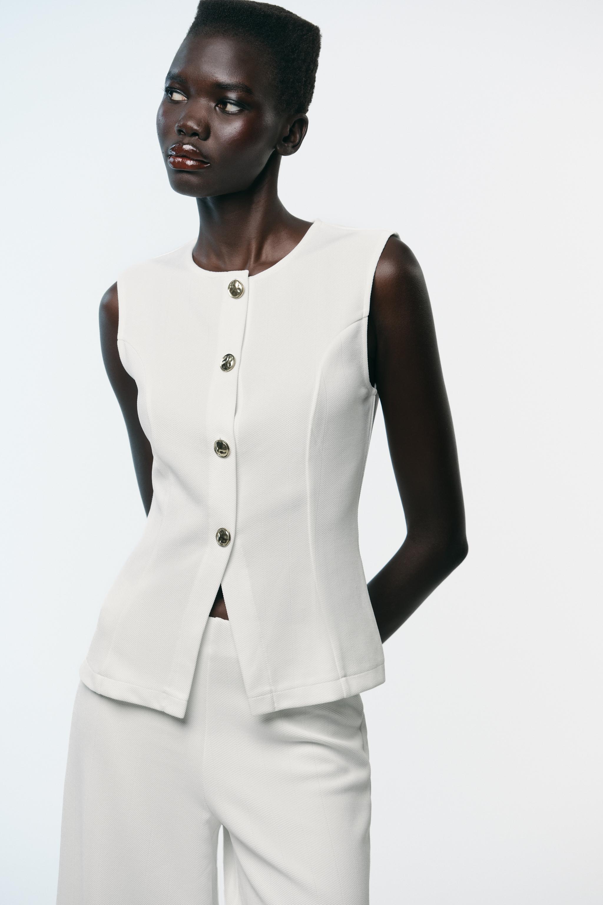 TOP GILET SERGÉ BOUTONS