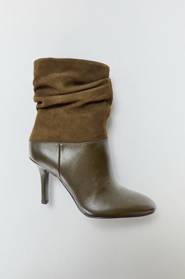 BỐT DA NHÚN - Xanh Kaki Đậm từ Zara