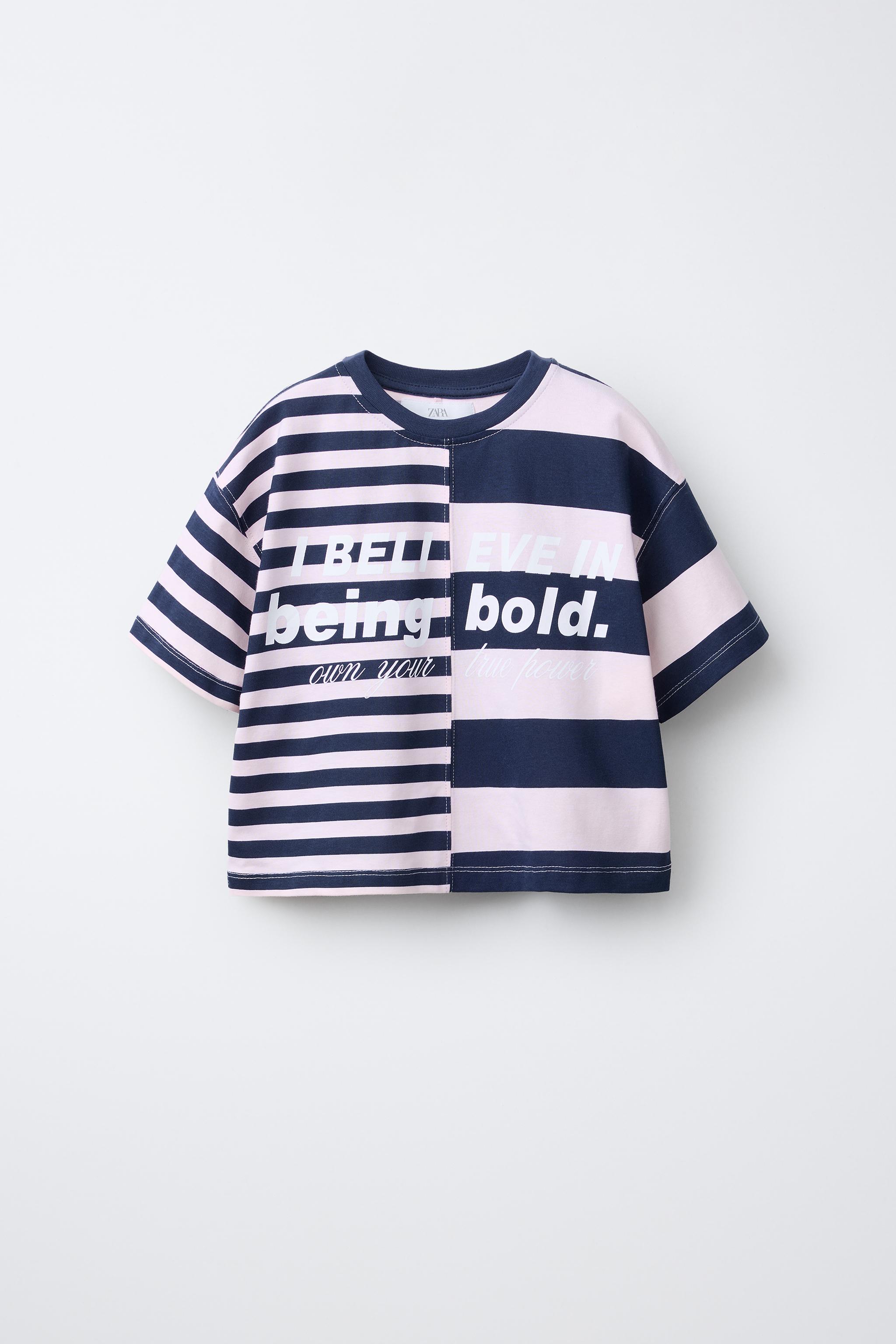 STRIPED TEXT T-SHIRT