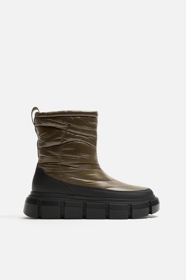 BOTTES MATELASSÉES - Kaki clair de Zara - Image 4