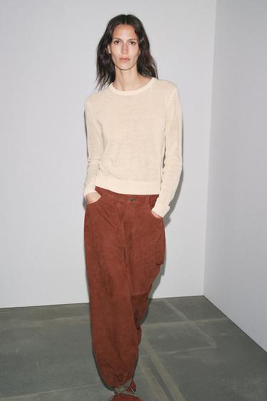 LIMITED EDITION SUEDE LEATHER TROUSERS - Russet by Zara - Image 0