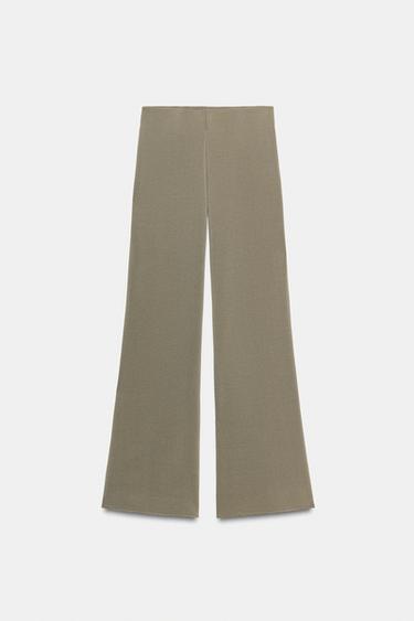 STRETCH WIDE-LEG TROUSERS - Khaki by Zara - Image 0
