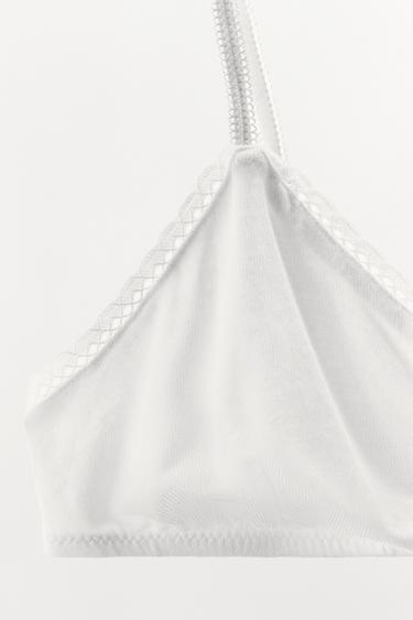 BRALETTE TRIANGULAIRE POINTELLE FLEUR - Blanc de Zara - Image 5