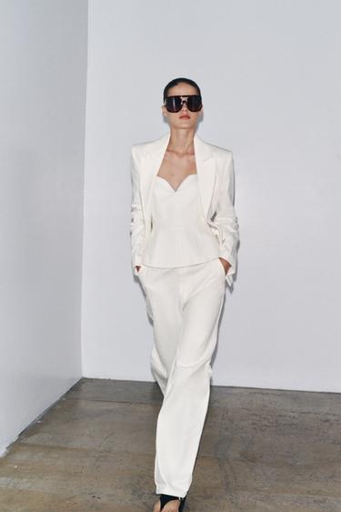 Zara ZW COLLECTION COTTON PANTS - White