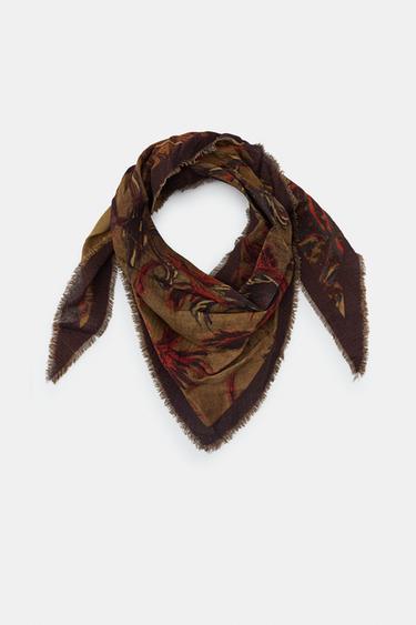 БАНДАНА С ЦВЕТОЧНЫМ ПРИНТОМ — СВЕТЛО-КОРИЧНЕВЫЙ от Zara