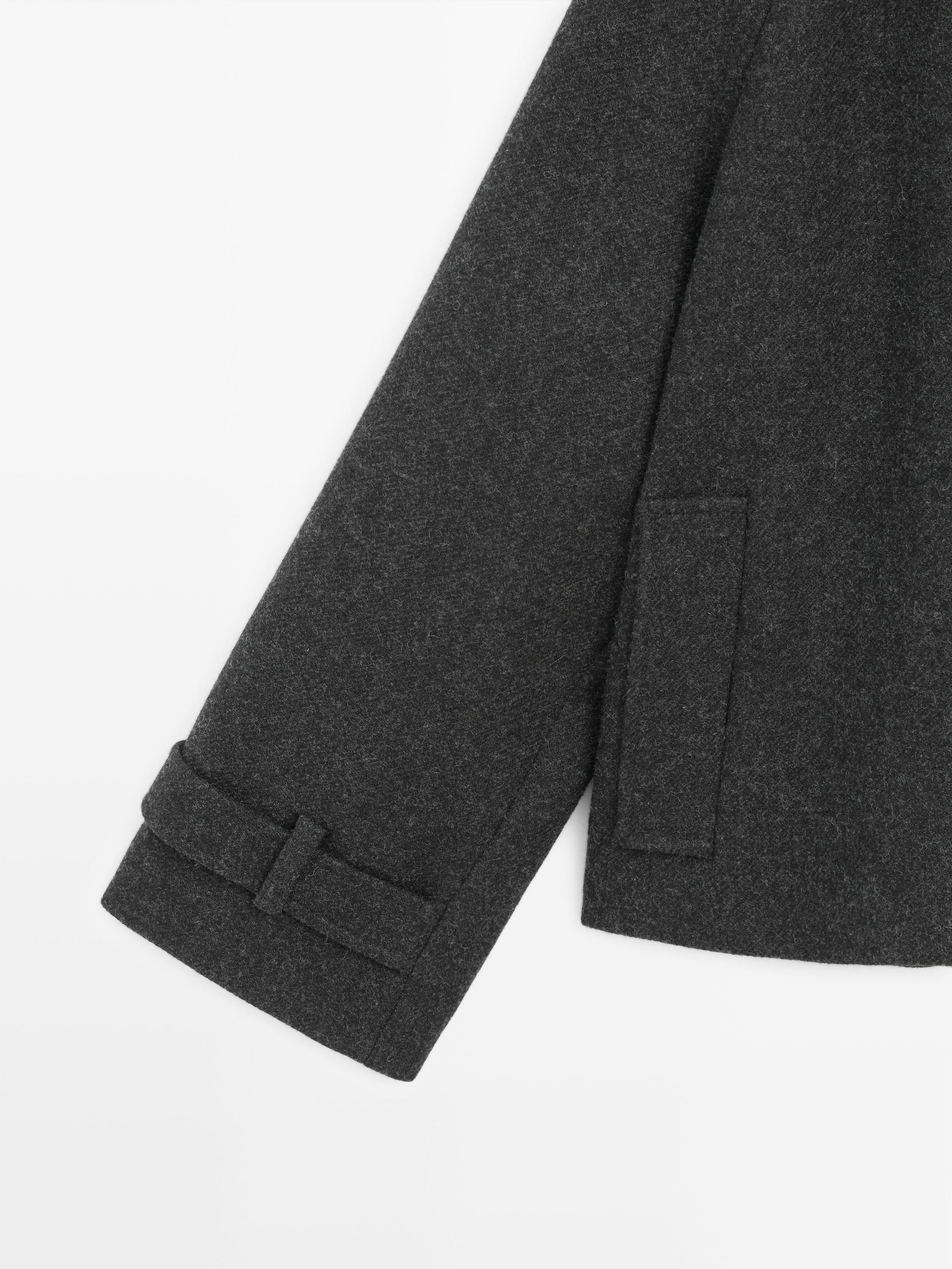 Short wool blend raglan sleeve coat