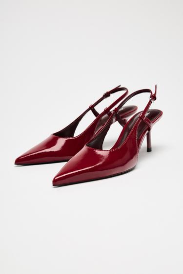 PATENT-EFFECT SLINGBACK HEELS - Red by Zara - Image 2