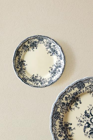 FLORAL EARTHENWARE SIDE PLATE - Blue by Zara - Image 5