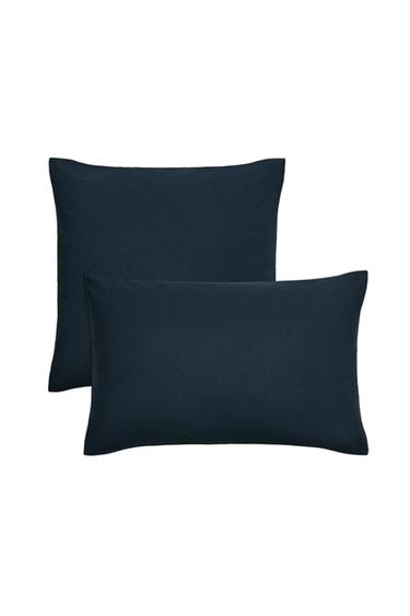 WASHED COTTON PERCALE PILLOWCASE X SOCIETY LIMONTA - Blue by Zara