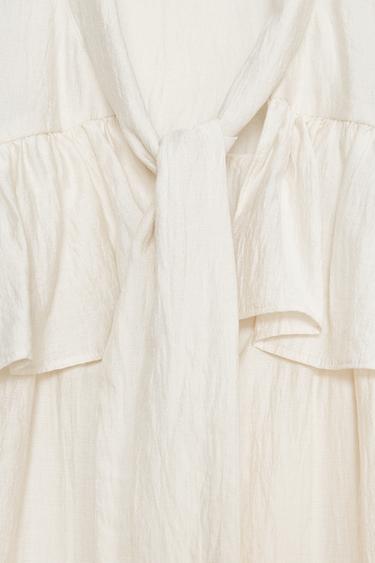 RUFFLED BLOUSE WITH BOW - Ecru de Zara - Image 8