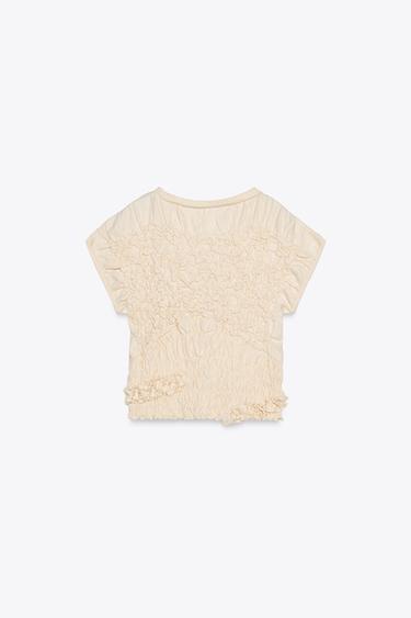 TEXTURED ELASTICATED T-SHIRT X FANGLU LIN - Ecru by Zara - Image 5