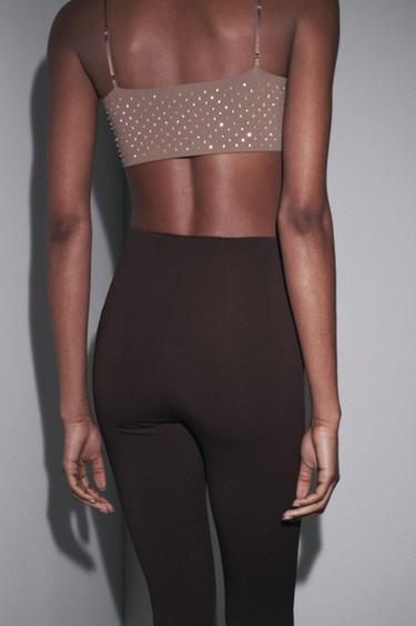 CREPE LEGGINGS WITH ZIP - Brown by Zara - Image 2