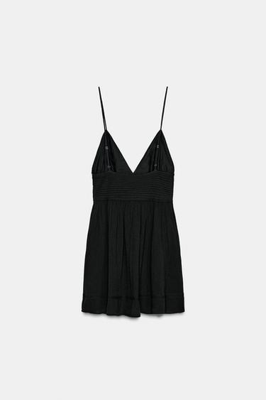 VESTIDO MINI TIRANTES BORDADOS - Negro de Zara