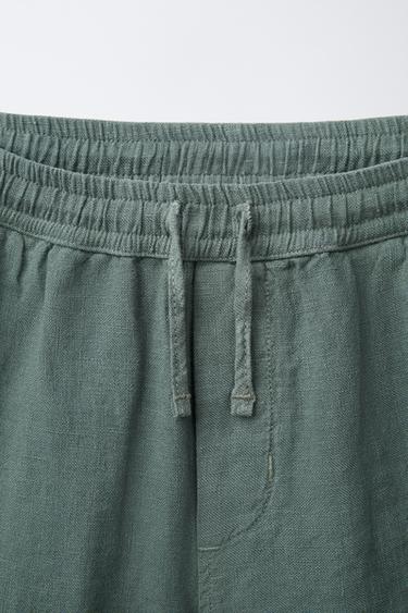 100% LINEN BERMUDA SHORTS - Duck green by Zara - Image 2