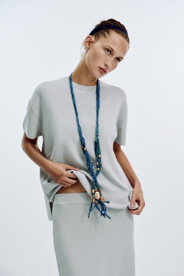PLAIN KNIT MIDI SKIRT - Pearl grey by Zara - Image 2