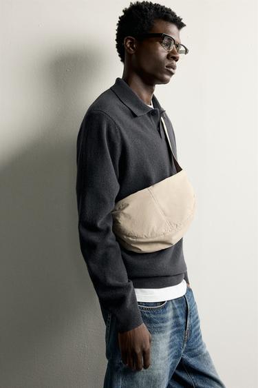 SMALL NYLON SHOULDER BAG - Bone White by Zara - Image 0